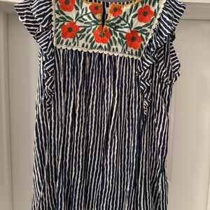 THML Black and White Ruffled Sundress with Square Neck